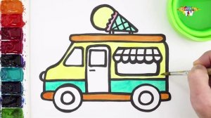 Как нарисовать и раскрасить грузовик с мороженым для начинающих - шаг за шагом