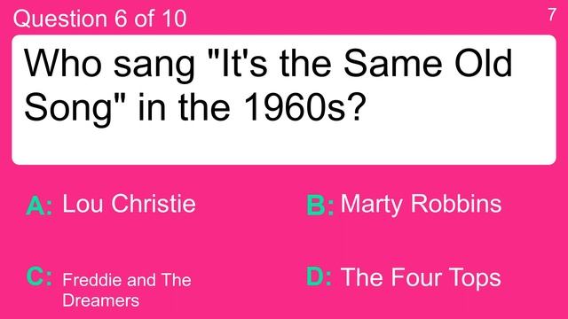 Quiz : Music in the 1960s