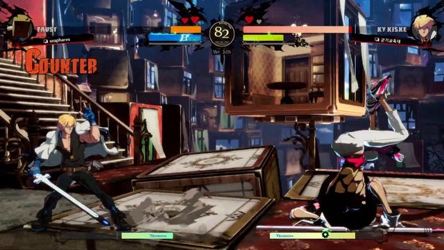 GGST Floor 2 ▶ Ky vs Faust . Low Level Gameplay