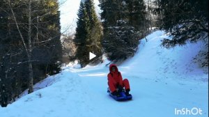 Спуск 4км на санках в горах по ущелью Козачке 07-12-2024