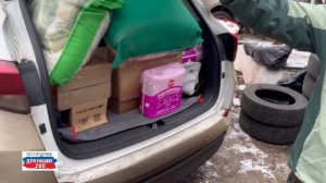 Добровольцы прибывают в Ресторанчик. Группа "Подари тепло" из г.Наро-Фоминск на резиновом автомобиле