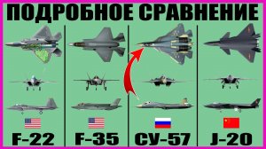 Су-57 vs F-22 vs F-35 vs J-20: ПОЛНОЕ сравнение лучших истребителей 5-го поколения