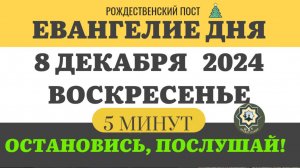 8 ДЕКАБРЯ ВОСКРЕСЕНЬЕ ЕВАНГЕЛИЕ ДНЯ (5 МИНУТ) АПОСТОЛ МОЛИТВЫ 2024 #мирправославия