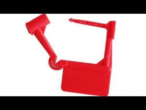 Пломба замочек навесная красная пластиковая