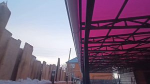 Навес с поликарбонатом + секционные ворота #6