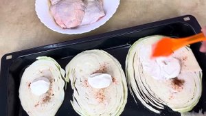 Стейк из капусты с куриными бедрышками