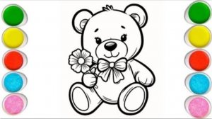 Милый рисунок плюшевого мишки для детей и малышей||рисунок плюшевого мишки||раскраски для детей