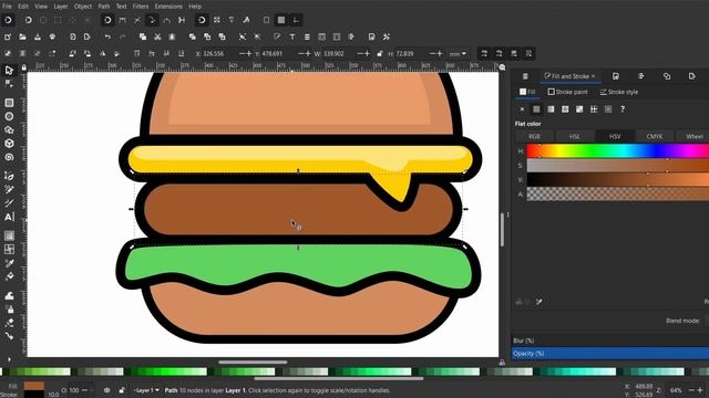Inkscape Tutorial: How to Draw a Burger Flat Design Vector Food Icon