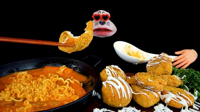 ASMR MUKBANG :) Cheese Boneless Chicken, Cheese Ball & Rosé Tteokbokki Ramen Eating Show!