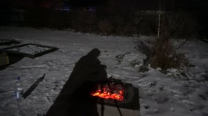 Шашлык зимой на мангале