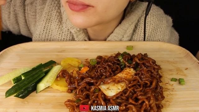 ASMR BLACK BEAN NOODLES JAJANGMYEON KOREAN FOOD | MUKBANG EATING SOUNDS No Talking 먹방 | Kasmia ASMR