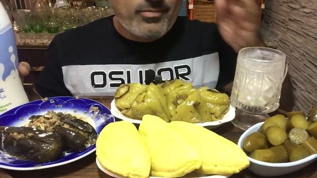 ASMR | MUKBANG | Dolma from Eggplants 🍆 & Pepper | Shekerbura | Ayran | Azerbaijani Cuisine
