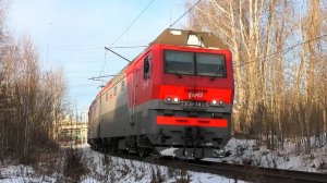 Новенькая 2ЭС6-1415 "Синара" с грузовым поездом