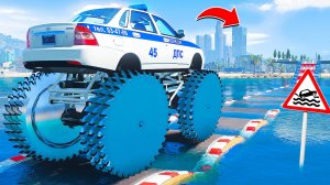 ПРОЕХАЛ ВОДНЫЕ КОЧКИ на ГИГАНТСКОЙ ДПС ЛАДЕ ПРИОРЕ на ПИЛАХ в ГТА 5 МОДЫ - ЭКСПЕРИМЕНТЫ в GTA 5 MODS