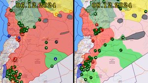 08.12.2024 Карта боевых действий в Сирии. Катастрофа - бои в Дамаске