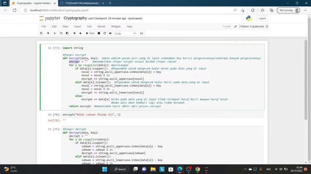 Program Kriptografi Caesar Chiper Menggunakan Python
