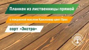 Планкен прямой из лиственницы сорт «Экстра» с покраской маслом «Красковар» цвет «Орех»