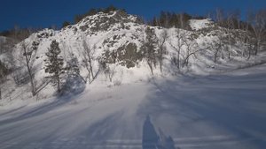 На снегоходе, скалы урочища Жерновка