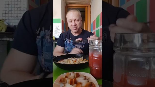мукбанг яичница сало рис mukbang
