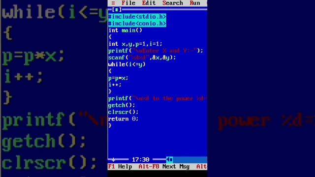 Program to find power of a number raised to another number