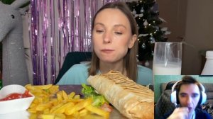 Реакция на мукбанг смотрим и кушаем ) #еда