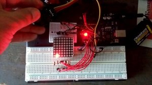 Arduino Uno. LED матрица 8х8. Управление скоростью движения точки джойстиком