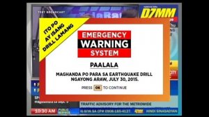 #MMShakeDrill: ABS-CBN TV Plus Emergency Warning System, Drop Cover Hold