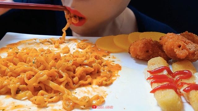 ASMR*매콤한 까르보불닭볶음면,치즈스틱,순살치킨먹방*Carbon noodles, cheese stick, chicken mukbang