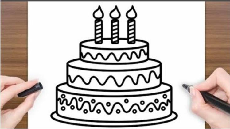 Рисунок торта ко дню рождения для детей и малышей смотреть онлайн