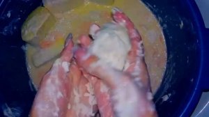 ASMR/3X speed/a basin of soaked soap/squeezing sponge/таз размокшего мыла/выжимание губки