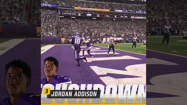 Jordan Addison with a 49-yard touchdown catch from Sam Darnold vs. Atlanta Falcons