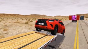 Грузовики Transportation с джипами и легковушками  - Выбоина против автомобиля  - BeamNG.Drive