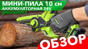 Мини пила аккумуляторная Greenworks 10 см 24V G24MCS10 2008207. Видео обзор.