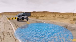 Выбоина против автомобиля BeamNG.Drive - Грузовик с бортовой платформой Mcqueen Transportation