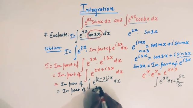 Integral of the product of exponential function and sine function