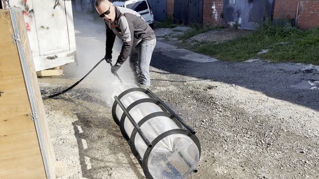 Демонстрация работы каналопромывочной тянущей форсунки