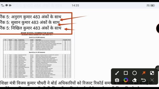 Bihar board Matric Topper list|Bihar board class 10th Topper list.