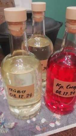 Разлил по бутылочкам настоейки из айвы и красной смородины.