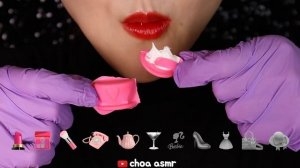 BARBIE THEME FOOD ASMR PINK FOOD ASMR EDIBLE COSMETICS, EMOJI FOOD ASMR 💅