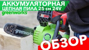 Обзор на аккумуляторную цепную пилу Greenworks 24V 25см G24CS25 2007707