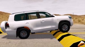 BeamNG.Drive - Грузовик платформой - тесты с грузовиком - Выбоина против автомобиля