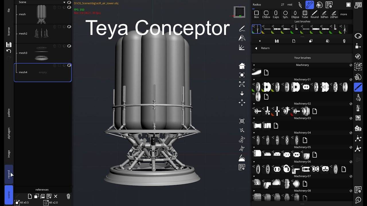 Создание научно-фантастической воздушной башни в Teya Conceptor