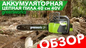 Пила аккумуляторная цепная 40 см Greenworks 40V GD40CS40, бесщёточная