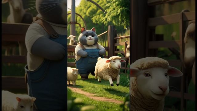sheep #cat #funnycartoon #funny #funnyanimals #petstory #cute #aiimage #funnystory  #funnyvideo