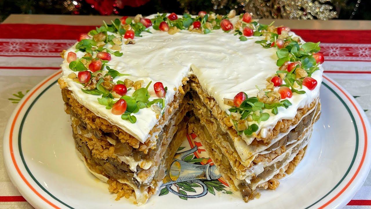Новинка!!! Закусочный торт с курицей и грибами на Праздничный и Новогодний стол 2025