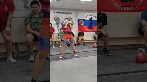 Егор Алферов, спорnсмену 12 лет, упражнение Толчок 20+20 кг