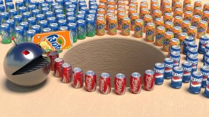 Делаем эксперимент!  Робот Pac-Man мешает напитки! Coca-Cola, Sprite, Fanta.