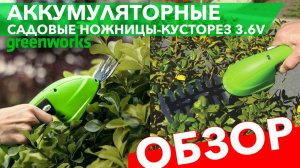 Садовые ножницы-кусторез аккумуляторные Greenworks 3,6V