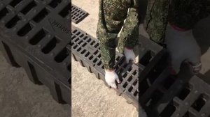 Лоток водоотводной полимер песчаный с решеткой. ЛПК 200.200 Владивосток.