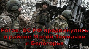 Рогов: ВС РФ продвинулись в районе Малой Токмачки и Белогорья